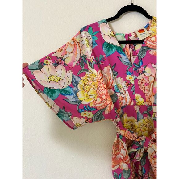 Farm Rio Anthropologie Eulalie Wide-Leg Jumpsuit size XS pink floral spring - Picture 10 of 12